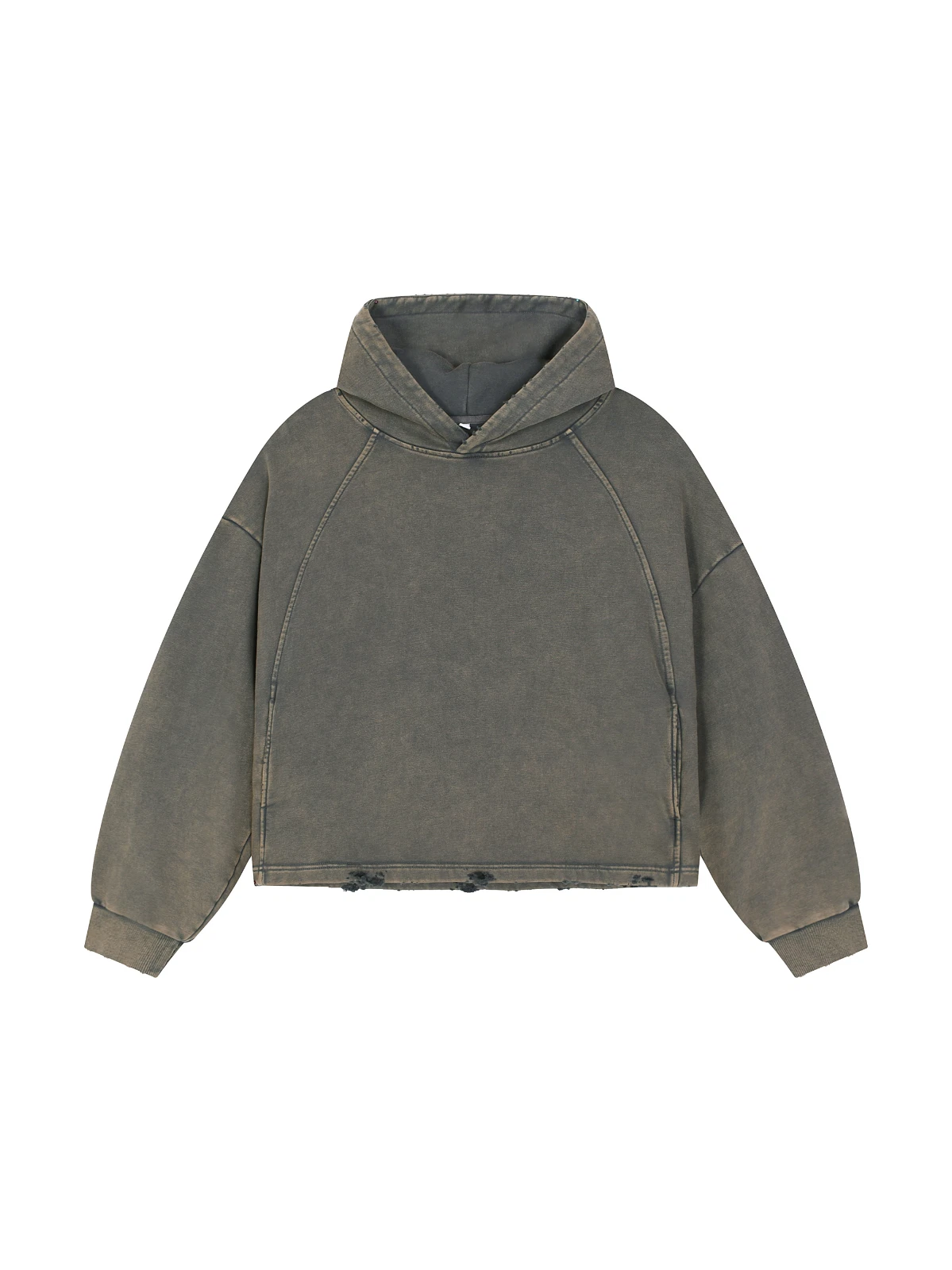 Light Blue Knit Hoodie — Men's Distressed Cropped Pullover (4) Gray Knit Hoodie — Men's Distressed Cropped Pullover