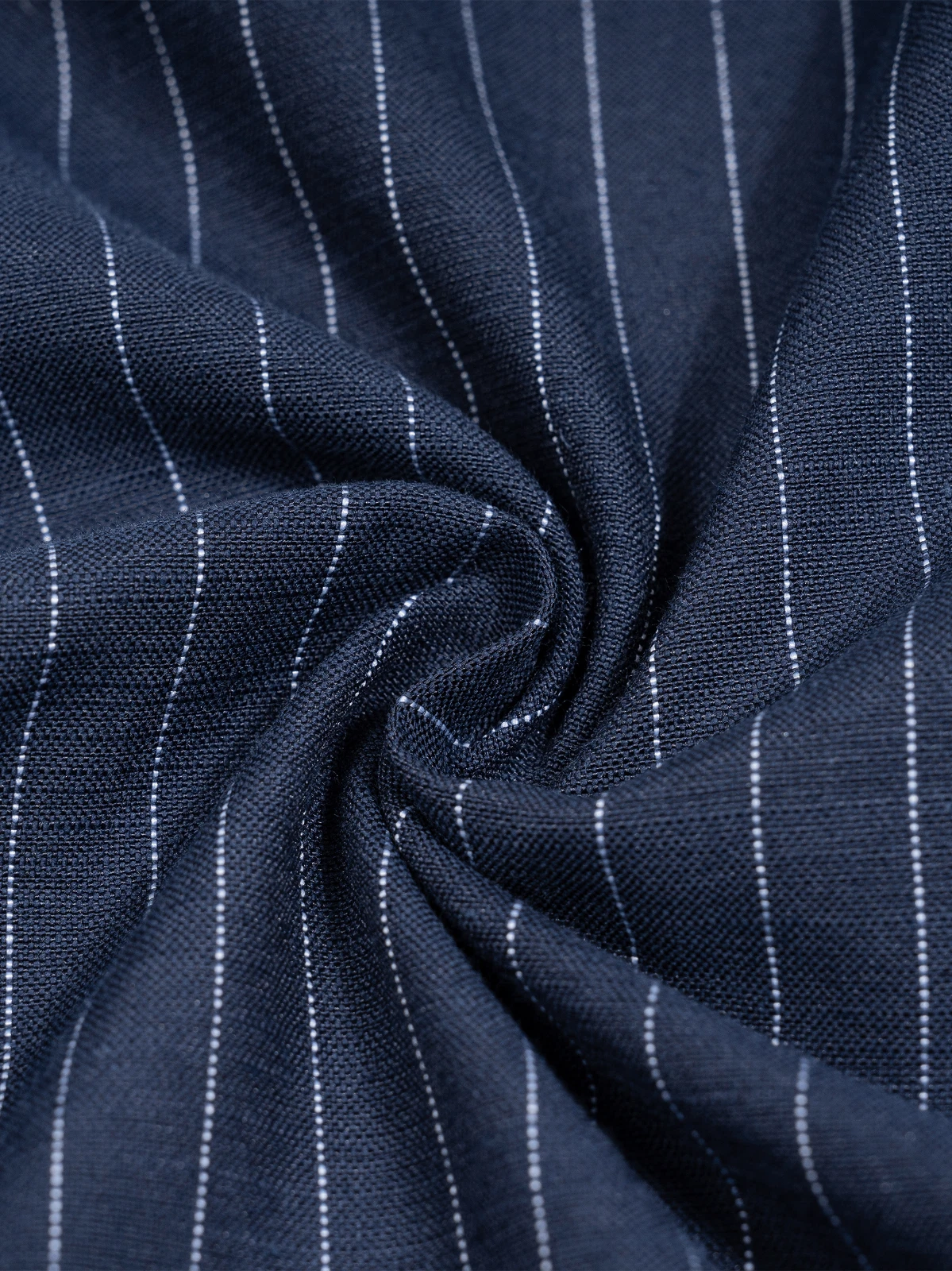 NavyWhite Pinstripe Bomber Jacket — Men's Zip-Up Poplin Layer (3) Navy/White Pinstripe Bomber Jacket — Men's Zip-Up Poplin Layer
