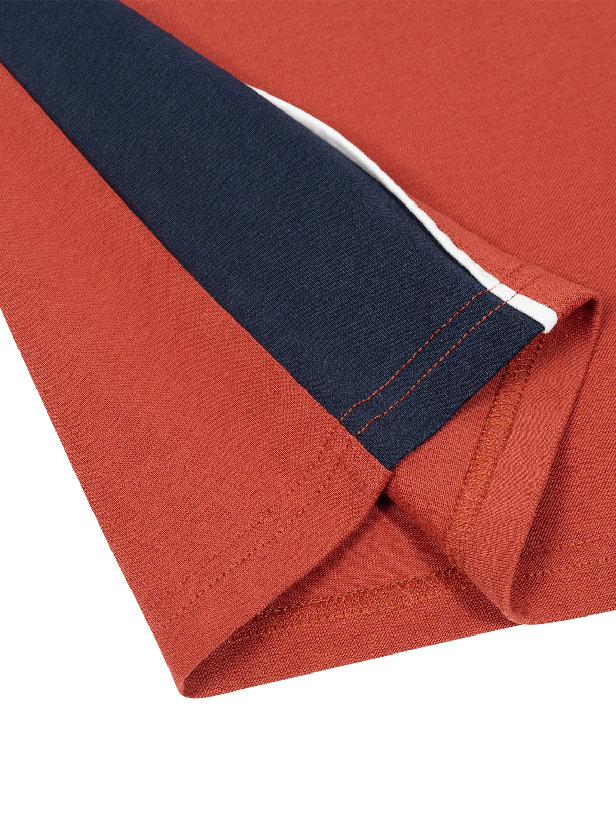 RustNavyWhite Colorblock Rugby Polo — Men's Oversized Top (1) Rust/Navy/White Colorblock Rugby Polo — Men's Oversized Top
