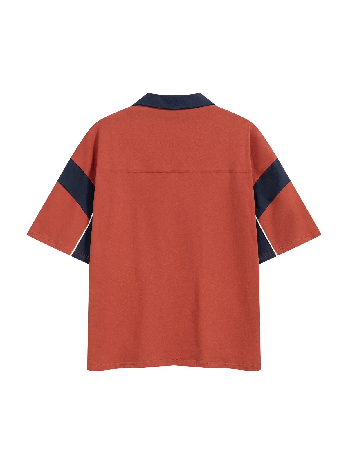 RustNavyWhite Colorblock Rugby Polo — Men's Oversized Top (3) Rust/Navy/White Colorblock Rugby Polo — Men's Oversized Top