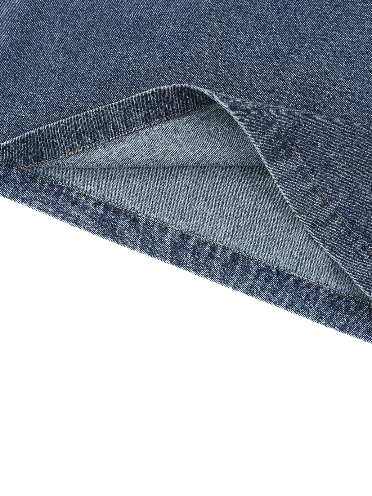 Washed Blue Denim Half-Zip Shirt — Men's Boxy Short Sleeve Top (1) Washed Blue Denim Half-Zip Shirt — Men's Boxy Short Sleeve Top